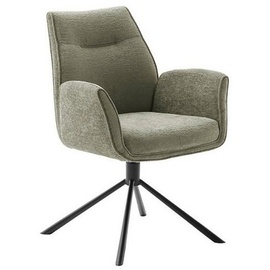 MCA Furniture MCA DIVERIA 4 Fuß Stuhl mit Armlehnen Stahl/Stoffbezug 360° drehbar - Olive / Schwarz