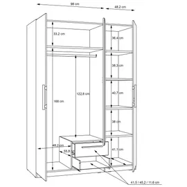 alasans Kleiderschrank CADIXO 150,6 x 212,9 x 58,9 cm Braun