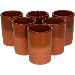 6er Set Tonbecher teilglasiert 180ml - 12969