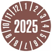 Dreifke Dreifke® Prüfplakette 2025, braun, Schachbrettfolie, selbstklebend, Ø 30mm,