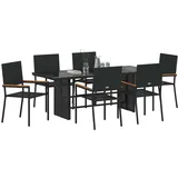 vidaXL 7-tlg. Garten-Essgruppe Schwarz 190 x 80 x 75 cm Poly-rattan