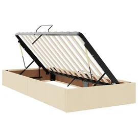 vidaXL LED-Speicherbett mit Matratze Creme 90 x 200 cm Stoff