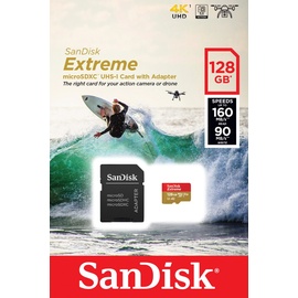 SanDisk Extreme microSDXC UHS-I A2 U3 V30 + SD-Adapter 128 GB