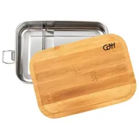 CJH Edelstahl Lunch Box Bambus-Deckel Fachteiler, Lunchbox, Schwarz