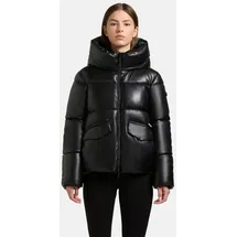 khujo Damen Winterjacke warme Kunstlederjacke mit seitlichen Gehschlitzen Aurora Black Gr. XS - XS