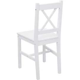 Mendler Einzelst�ck | 2er-Set Esszimmerstuhl HWC-F77, Lehnstuhl Küchenstuhl Stuhl, Massiv-Holz Landhaus ~ weiß