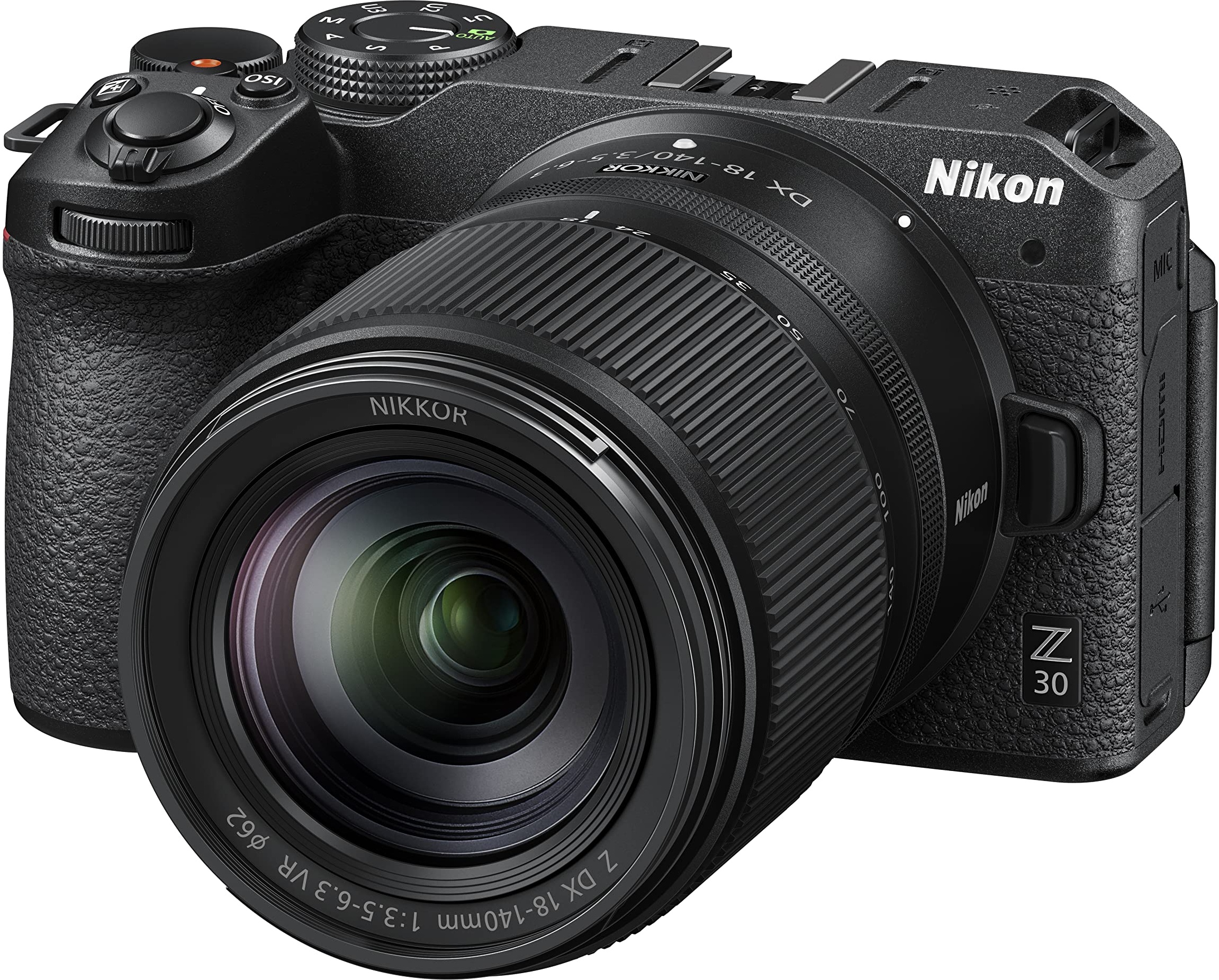 Nikon Z 30 KIT Z DX 18-140mm 1:3,5-6.3 VR (20,9 MP, 11 Bilder pro Sekunde, Hybrid-AF mit Fokus-Assistent, ISO 100-51.200, 4K UHD Video mit bis zu 125 Minuten Länge) Schwarz