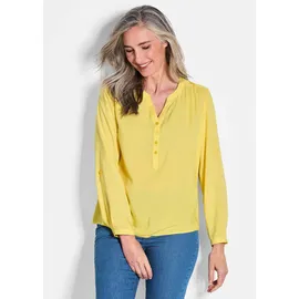 GOLDNER Elegante Viskosebluse mit V-Ausschnitt Gelb 44