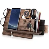 Holz-Dockstation - Organisator - Schlüsselhalter - Geschenk - Holz - Braun - Rot