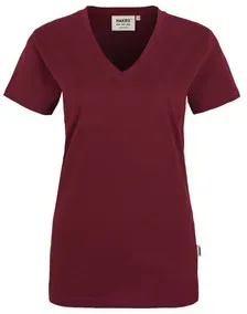 Damen V-Shirt Classic 126, weinrot, Größe L - weinrot - L