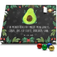 Mr. & Mrs. Panda Schoko Adventskalender Avocado Glücklich - Schwarz - Geschenk, Chaos, Juhuu, Vegan, Veggie, Schokoladen Adventskalender, Gesund - Schwarz