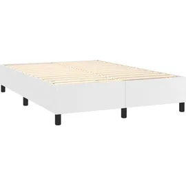 vidaXL Boxspringbett mit Matratze Weiß 140x200 cm Kunstleder