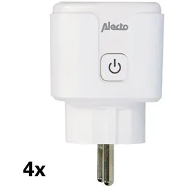 Alecto SMART-PLUG10 - Smarter WLAN-Zwischenstecker, 16 A, 3680 W, 4er-Pack, Weiß