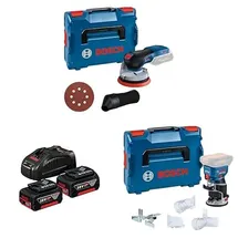 Bosch GEX 18V-125 inkl. 2 x 5,0 Ah + Ladegerät + L-Boxx