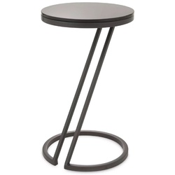 Casa Padrino Luxus Beistelltisch Rotguss / Grau Ø 36 x H. 60 cm - Edelstahl Tisch mit Glasplatte - Wohnzimmer Möbel - Luxus Möbel - Luxus Einrichtung - Luxus Interior