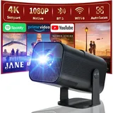 Mini Beamer mit Android 11, 720P HD Projektor, WLAN & Bluetooth, automatische Trapezkorrektur, tragbar für Heimkino & Outdoor