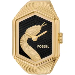 Uhrenring FOSSIL "WATCH RING", gelbgoldfarben, Armbanduhren, Damen, Quarzuhr, Armbanduhr, Damenuhr, Edelstahlarmband, analog