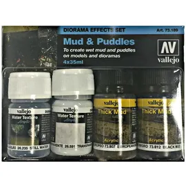 Vallejo 073189 Effekt-Set Schlamm und Pfützen, 35 ml (4er Pack)