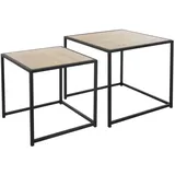 WOMO-DESIGN ML-Design Beistelltisch 2Er Set 40x40x40cm/50x50x45cm Quadratisch Schwarz/Eiche