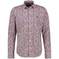 Langarmhemd LERROS "LERROS Langarmhemd, floral bedruckt", Herren, Gr. XXXL, Normalgrößen, earth rot, 97% Baumwolle, 3% Elasthan, Langarm, Hemden