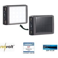 revolt USB Solar Powerbank: 2in1-Solar-Powerbank mit Campingleuchte, 11.000 mAh, 20 LEDs, 240 lm (Solarlampe-Powerbank, Solar-Powerbank & Lampe, Batterie Leuchten)