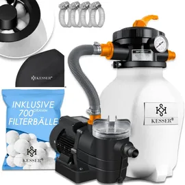 Kesser Sandfilteranlage 10.200 l/h inkl. 700 g Filterbälle + Schlauchschellen 4 St. blau
