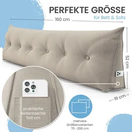 eloneo Rückenkissen – Keilkissen fürs Bett & Sofa, abnehmbarer Bezug, praktisches Seitenfach 1 St Kissen