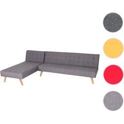 Ecksofa HWC-K38, Sofa Klappsofa, Liegefl√§che links/rechts, Stoff/Textil Massivholz MVG zertifiziert 256cm ~ hellgrau