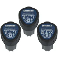 EXTENSILO 3x Akku Ersatz für Ryobi BSPL1213 für Werkzeug