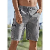 John Devin Shorts Bermuda, kurze Jogger Pants mit Cargotaschen, knielang, elastische Schlupf-Bermuda grau XL (56/58)