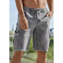 John Devin Shorts Bermuda, kurze Jogger Pants mit Cargotaschen, knielang, elastische Schlupf-Bermuda grau XL (56/58)