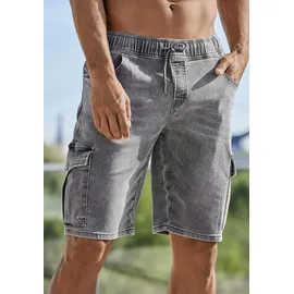 John Devin Shorts Bermuda, kurze Jogger Pants mit Cargotaschen, knielang, elastische Schlupf-Bermuda grau XL (56/58)