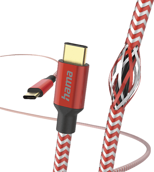 HAMA Reflective, USB-C auf USB-C, Ladekabel, 1,5 m, Rot