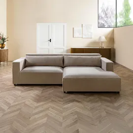Livora Eckcouch Cord Velours 2-Sitzer Beige