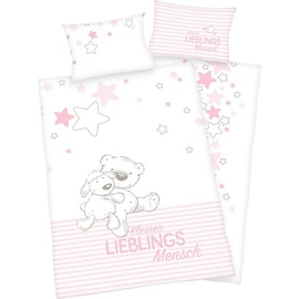 Baby Best Babybettwäsche »Kleiner Lieblingsmensch«, mit niedlichem Teddy-Motiv und Schriftzug, rosa