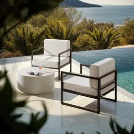 Tectake tectake® Garten-Loungesessel, Dicke des Sitzpolsters 14 cm, pulverbeschichtetes Stahlgestell, 74 x 78 x 85 cm