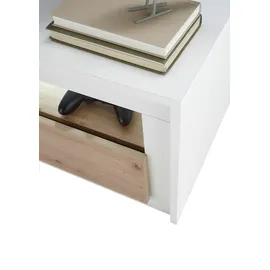 Stolkom TV Lowboard PATTI, 150 x 41 cm - 2 Klappen - Artisan Eiche Dekor Weiß matt - mit LED-Beleuchtung