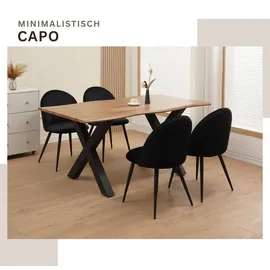 Albatros Esszimmerstuhl CAPO Samt Schwarz 4er Set