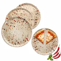 4x Pizzateller Granito Ø31,5cm XL-Teller 4 Personen 3D Steinoptik XL-Teller