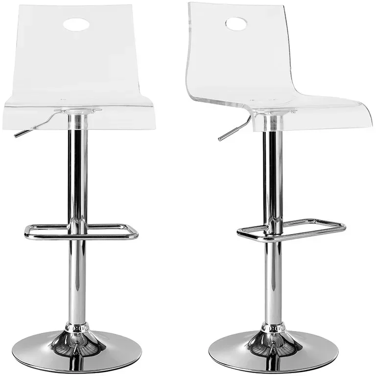 Tabouret de bar design en plexiglas transparent (lot de 2) SATURNE