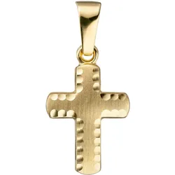 Kreuz-Anhänger JOBO "Anhänger Kreuz", gelb (gelbgold 585), Schmuckanhänger, Damen, Gelbgold 585, 585 Gold diamantiert