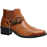 ORANDESIGNE Männer Western-Cowboy-Stiefel Vintage-Quadrat-Kopf-Ritter Stiefel Herren Hohe Hilfe Land-Art-Arbeitsstiefel Frühling Herbst Wandern Trekking-Jagd 45 EU I Braun - 45 EU
