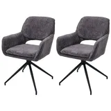 MCW 2er-Set Esszimmerstuhl MCW-N74, Küchenstuhl, drehbar Auto-Return, Stoff Chenille (490g/m2) Öko-Tex ~ dunkelgrau