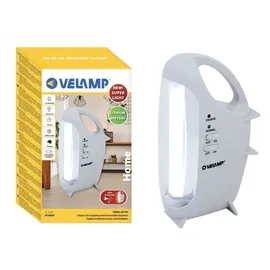 VELAMP ir160evo Lampe LED Tragbar, wiederaufladbar 320 Lumen mit Funktion Anti Schnittwunden-Steckdose, Kunststoff, 4,5 W, hellgrau, 16 x 28,5 x 10