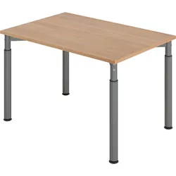 bümö höhenverstellbarer Schreibtisch 120x80 cm in Nussbaum, Gestell graphit - PC Tisch höhenverstellbar & klein, höhenverstellbarer Tisch Büro,