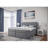 Roller Boxspringbett - silber - H2/H3 - Staukasten - Topper - 160x200 cm