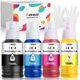 hehua 440ML Sublimationstinte Multipack für Epson EcoTank 102 104 ET-2810 ET-2820 ET-2830 ET-2815 ET-4810 ET-2850 ET-2856 ET-2870 ET-4800 EcoTank Drucker für Heat Transfer T-Shirts Becher Tumbler