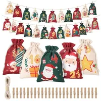 LuxusKollektion befüllbarer Adventskalender Adventskalender zum Befüllen 24 Säckchen mit Kordelzug und Klammern