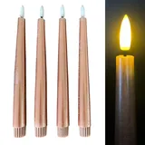 Online Fuchs 4 LED Stabkerzen in METALLIC aus Echtwachs mit Fernbedienung und Timer - Höhe ca. 25 cm, flackernde Flamme - 171 (Rosé)