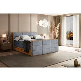 altdecor Boxspringbett mit Matratze Topper, Polsterbett mit Bettkasten, LOLLI1-Z KING - Grau
